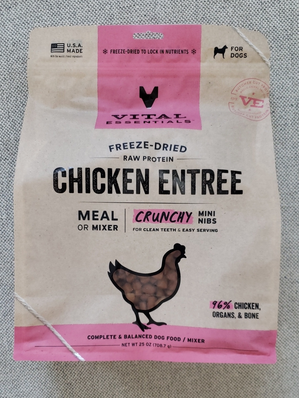Vital Essentials Freeze-Dried Chicken Entrée Dog Meal - Pink/Brown